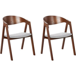 Lot de 2 Chaises de Cuisine Rétro Assise Rembourrée Teinte Bois Sombre et Gris Yuba
