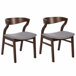 Lot de 2 chaises de salle à manger bois sombre et gris MAROA