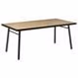 Table de salle à manger bois clair et noir 180 x 90 cm IVORIE