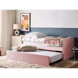 Lit gigogne en velours rose clair - BELIANI - TROYES - A lattes - Moderne - Scandinave