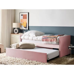 Lit gigogne en velours rose clair - BELIANI - TROYES - A lattes - Moderne - Scandinave