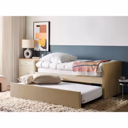Lit gigogne en velours beige 90 x 200 cm TROYES