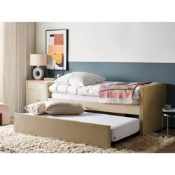 Lit gigogne en velours beige 90 x 200 cm TROYES