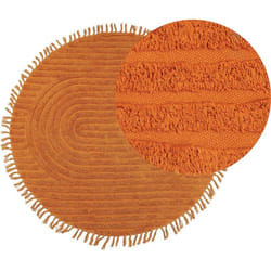 Beliani - Tapis en Coton Orange ø 140 cm de Diamètre à Motif de Stries Rond à Franges Halfeti