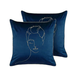 Lot de 2 coussins en velours bleu 45 x 45 cm CROCUS