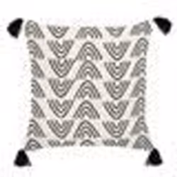 Coussin en coton à motif géométrique blanc et noir 45 x 45 cm MAYS