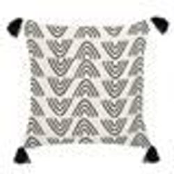 Coussin en coton à motif géométrique blanc et noir 45 x 45 cm MAYS