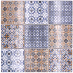 Mosani MOS22B-1404, Mosaique, Vitrocéramique, Gris, Bleu, Blanc, Intérieure, Rectangle, 298 mm