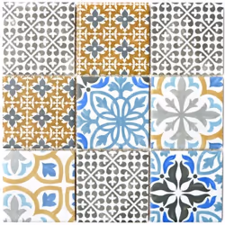 Mosani MOS22B-1406, Mosaique, Vitrocéramique, Gris, Bleu, Intérieure, Rectangle, 298 mm