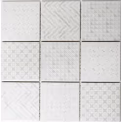 Mosani MOS22B-1401, Mosaique, Vitrocéramique, Blanc, Intérieure, Rectangle, 298 mm