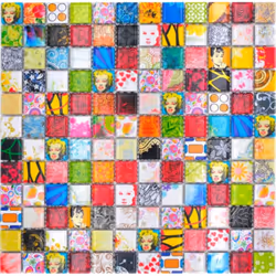 Mosani MOS18D-1605, Mosaique, Vitrocéramique, Multicolore, Intérieure, Rectangle, 300 mm