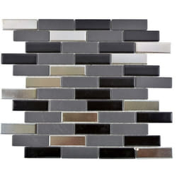 Mosani MOS26-0317 carreau Mosaique Noir, Argent