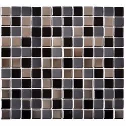Mosani MOS18-0317, Mosaique, Vitrocéramique, Noir, Argent, Intérieure, Rectangle, 326 mm