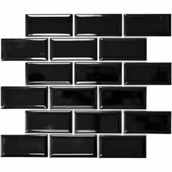 Mosani MOS26M-0303, Mosaique, Vitrocéramique, Noir, Intérieure, Rectangle, 291 mm