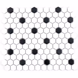 Mosani MOS11A-0301, Mosaique, Vitrocéramique, Noir, Blanc, Intérieure, Rectangle, 260 mm