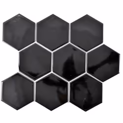 Mosani MOS11F-0301, Mosaique, Vitrocéramique, Noir, Intérieure, Rectangle, 256 mm