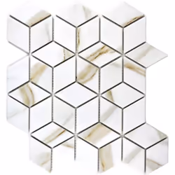 Mosani MOS13-0112, Mosaique, Vitrocéramique, Blanc, Intérieure, Rectangle, 266 mm
