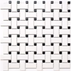 Mosani MOS13-CBAS19, Mosaique, Vitrocéramique, Noir, Blanc, Intérieure, Rectangle, 300 mm