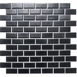 Mosani MOS24-04BM, Mosaique, Vitrocéramique, Noir, Intérieure, Rectangle, 298 mm