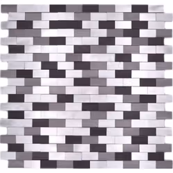 Mosani MOS49-0208, Mosaique, Métal, Noir, Argent, Intérieure, Rectangle, 301 mm