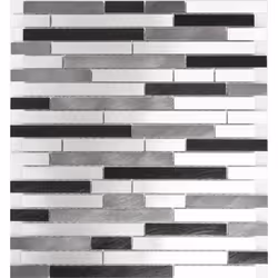 Mosani MOS49-0308, Mosaique, Métal, Noir, Gris, Intérieure, Rectangle, 298 mm