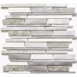 Mosani MOS49-XSA535, Mosaique, Métal, Gris, Beige, Argent, Intérieure, Rectangle, 300 mm