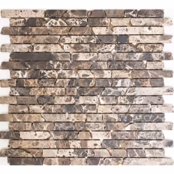 Mosani MOS40-1304, Mosaique, Marbre, Marron, Intérieure, Rectangle, 305 mm