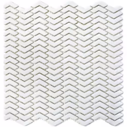 Mosani MOS140-HB37W, Mosaique, Verre, Blanc, Intérieure, Rectangle, 290 mm