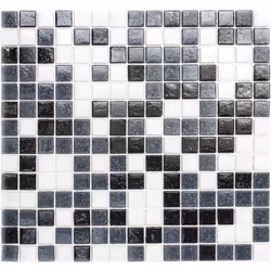 Mosani MOS52-0302, Mosaique, Verre, Noir, Gris, Blanc, Intérieure, Rectangle, 327 mm