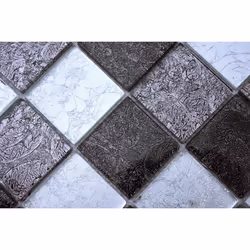 Mosani MOS126-1784 carreau Mosaique Noir, Argent
