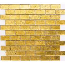 Mosani MOS120-0784, Mosaique, Verre, Or, Intérieure, Rectangle, 300 mm