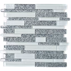 Mosani MOS86-8CFL, Mosaique, Verre, Gris, Blanc, Intérieure, Rectangle, 305 mm