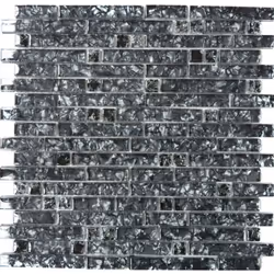 Mosani MOS87-MV718, Mosaique, Verre, Noir, Intérieure, Rectangle, 298 mm