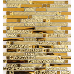 Mosani MOS86-0107, Mosaique, Verre, Or, Intérieure, Rectangle, 298 mm