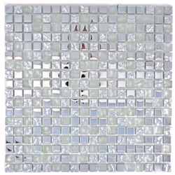 Mosani MOS92-0217, Mosaique, Verre, Argent, Intérieure, Rectangle, 300 mm