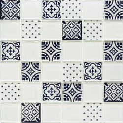 Mosani MOS78B-0103, Mosaique, Verre, Blanc, Intérieure, Rectangle, 300 mm