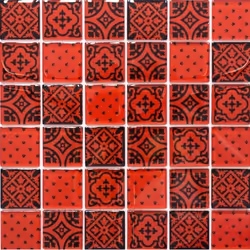 Mosani MOS78B-0902, Mosaique, Verre, Rouge, Intérieure, Rectangle, 300 mm