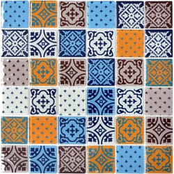 Mosani MOS68-4OP12 carreau Mosaique Gris, Bleu, Blanc