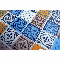 Mosani MOS68-4OP12 carreau Mosaique Gris, Bleu, Blanc