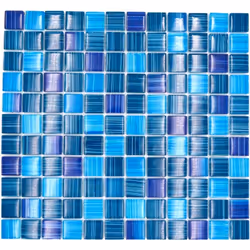 Mosani MOS74-0409, Mosaique, Verre, Bleu, Intérieure, Rectangle, 327 mm