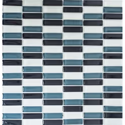 Mosani MOS77-0204, Mosaique, Verre, Gris, Intérieure, Rectangle, 322 mm