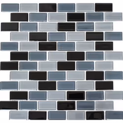Mosani MOS66-0208, Mosaique, Verre, Noir, Intérieure, Rectangle, 322 mm