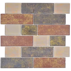 Mosani MOS68-1379L, Mosaique, Verre, Marron, Intérieure, Rectangle, 300 mm