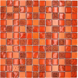Mosani MOS83-CB30, Mosaique, Verre, Rouge, Intérieure, Rectangle, 300 mm