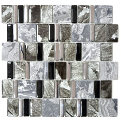 Mosani MOS88-0210 carreau Mosaique Noir, Gris
