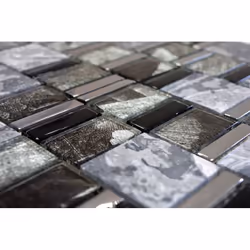 Mosani MOS88-0210 carreau Mosaique Noir, Gris