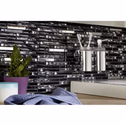 Mosani MOS86-0302, Mosaique, Verre, Noir, Intérieure, Rectangle, 298 mm