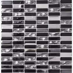 Mosani MOS87-0301, Mosaique, Verre, Noir, Intérieure, Rectangle, 298 mm