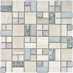 Mosani MOS88-0202 carreau Mosaique Gris, Blanc