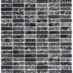 Mosani MOS87-s1228, Mosaique, Verre, pierre, Noir, Intérieure, Rectangle, 322 mm